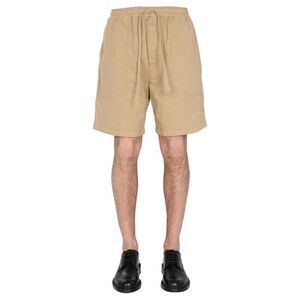 YMC Men's Relaxed Fit Cotton Twill Shorts Men Beige Pants